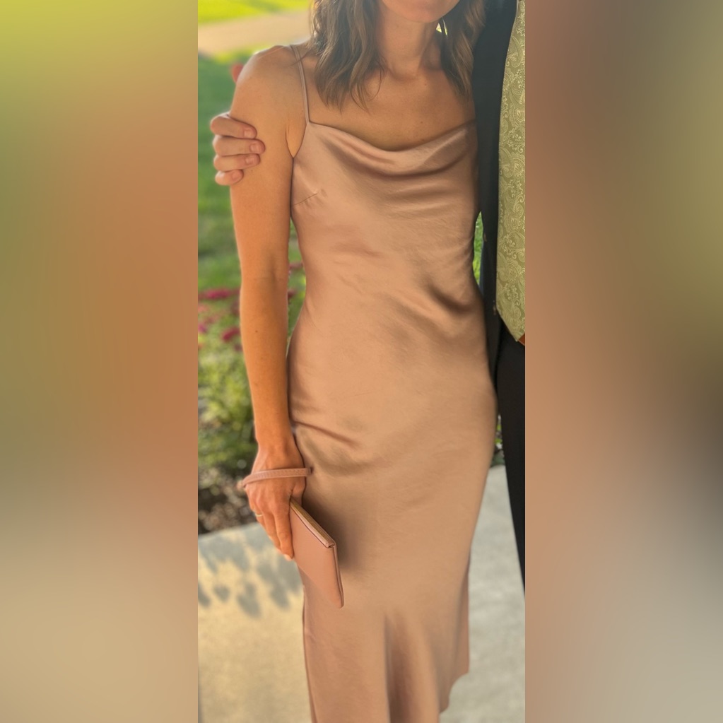 Express Satin Cowl Neck Midi Dress Blush Pink Size Xs